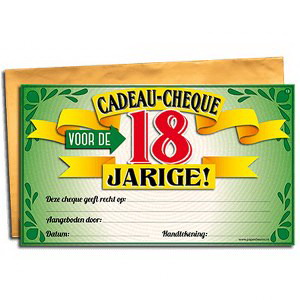 Cadeau Cheque 18 jarige
