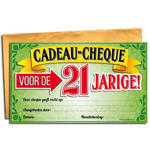 Cadeau Cheque 21 jarige