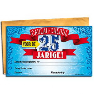 Cadeau Cheque 25 jarige