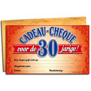 Cadeau Cheque 30 jarige