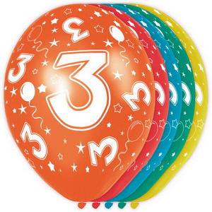 3 jaar ballonnen rondom bedrukt
