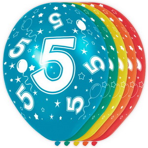5 jaar ballonnen rondom bedrukt
