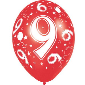 9 jaar ballonnen rondom bedrukt