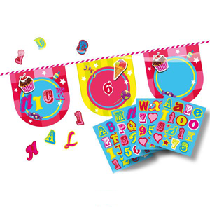 Vlaggenlijn Sweet Party met plakvellen
