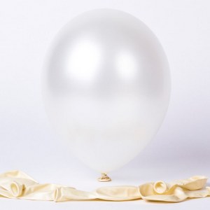 Ballonnen metallic parelmoer wit 10 stuks