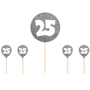 Taart versiering 25 jaar glitter zilver
