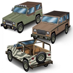 Tafeldecoraties Safari auto`s 3D